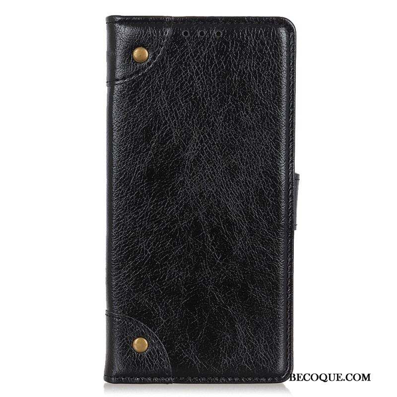 Housse Xiaomi 13 Pro Style Cuir Nappa Rivets Vintage