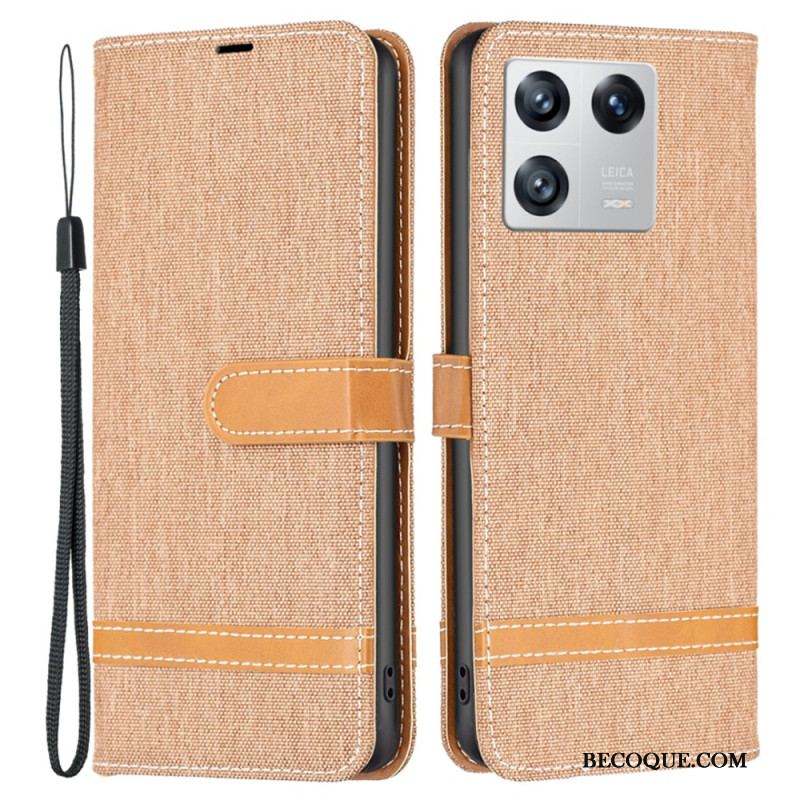 Housse Xiaomi 13 Tissu et Effet Cuir à Lanière