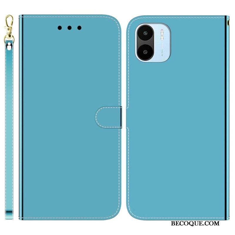 Housse Xiaomi Redmi A1 Simili Cuir Miroir avec Lanière