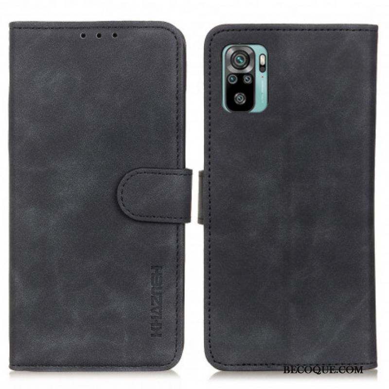 Housse Xiaomi Redmi Note 10/10S/Poco M5s Effet Cuir Vintage KHAZNEH