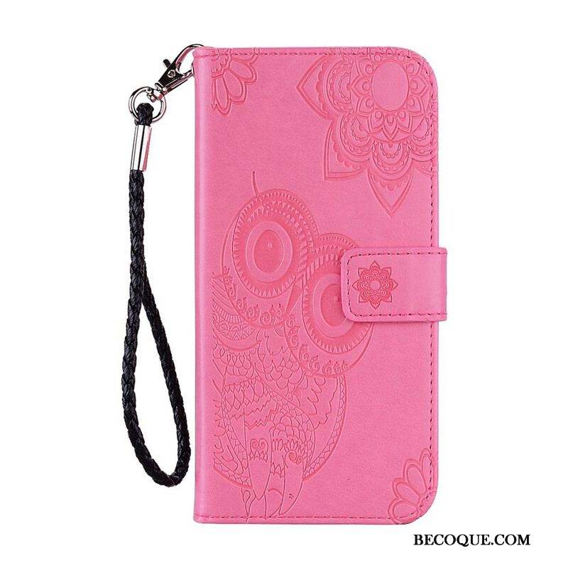 Housse Xiaomi Redmi Note 10/10S/Poco M5s Hibou Mandala et Lanière