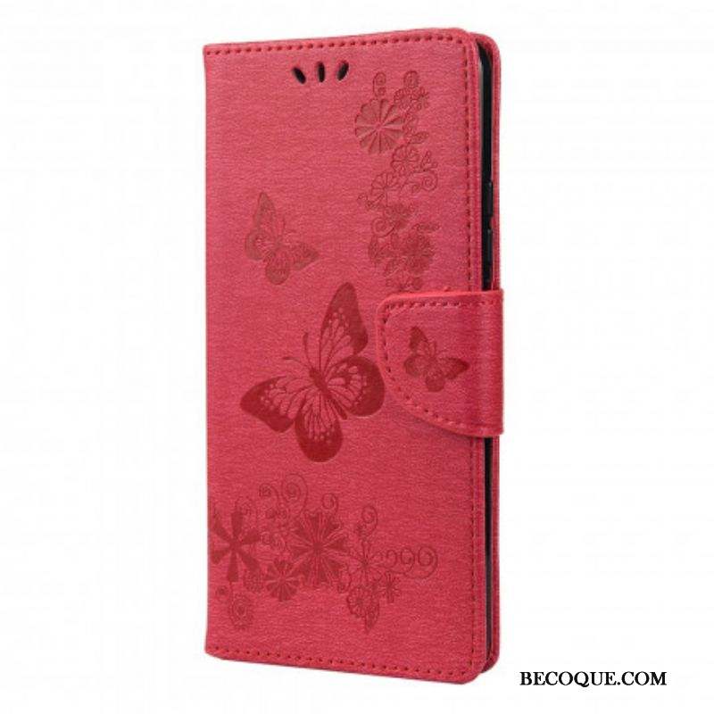 Housse Xiaomi Redmi Note 10/10S/Poco M5s Que des Papillons avec Lanière