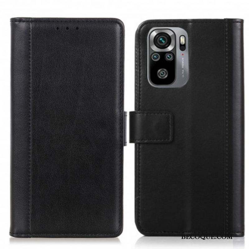 Housse Xiaomi Redmi Note 10/10S/Poco M5s Style Cuir Fendu