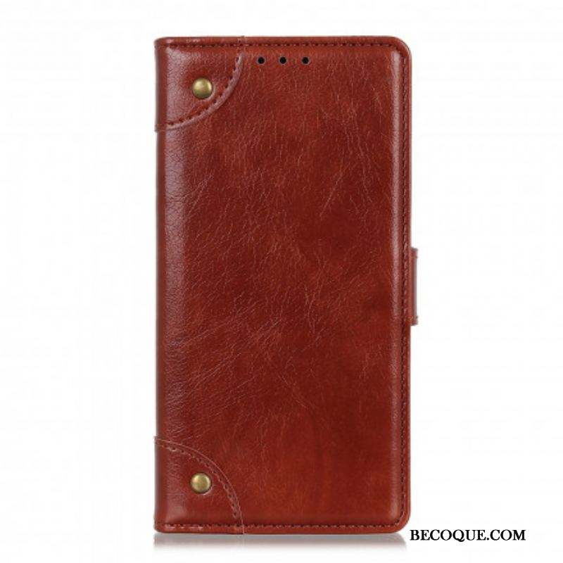 Housse Xiaomi Redmi Note 10 Pro Style Cuir Nappa Rivets Vintage