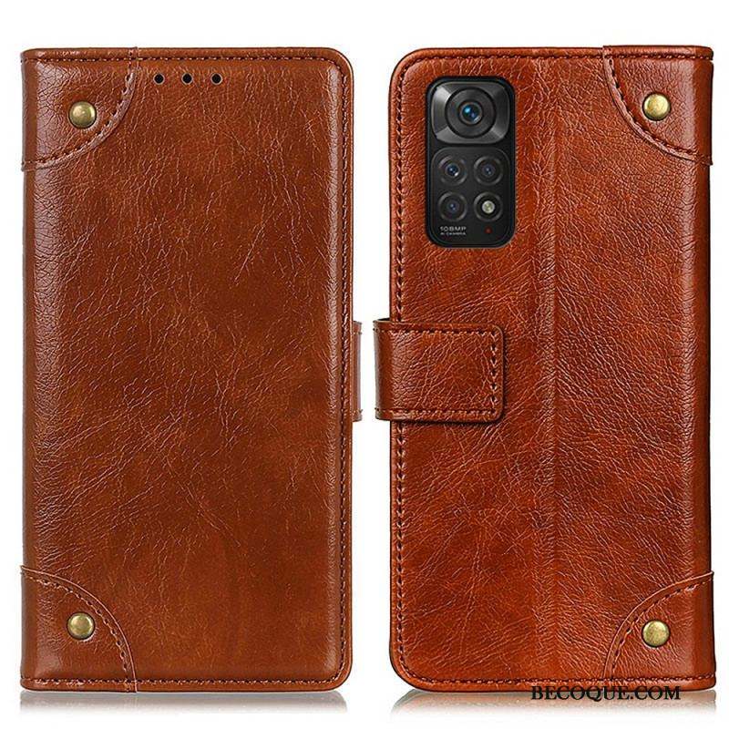 Housse Xiaomi Redmi Note 11 / 11s Style Cuir Nappa Rivets Vintage