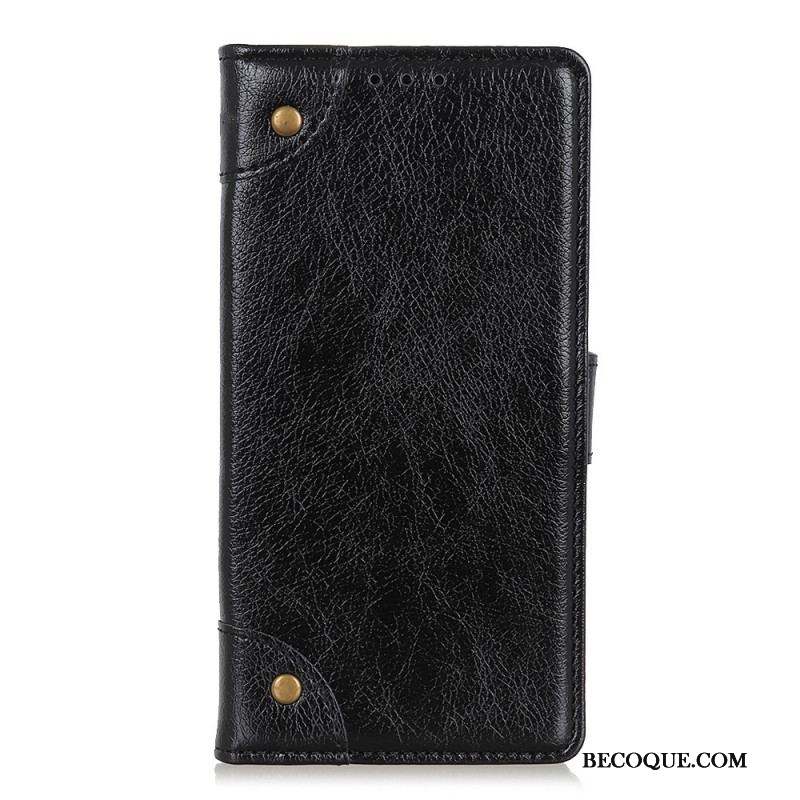 Housse Xiaomi Redmi Note 11 Pro / Note 11 Pro 5G Style Cuir Nappa Rivets Vintage