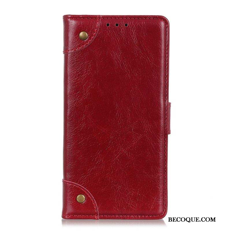 Housse Xiaomi Redmi Note 11 Pro / Note 11 Pro 5G Style Cuir Nappa Rivets Vintage