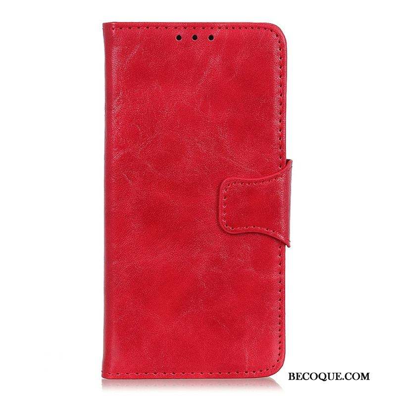 Housse Xiaomi Redmi Note 12 4G Cuir Fendu Fermoir Réversible