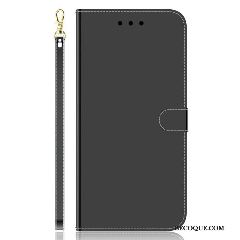 Housse Xiaomi Redmi Note 12 4G Simili Cuir Miroir avec Lanière