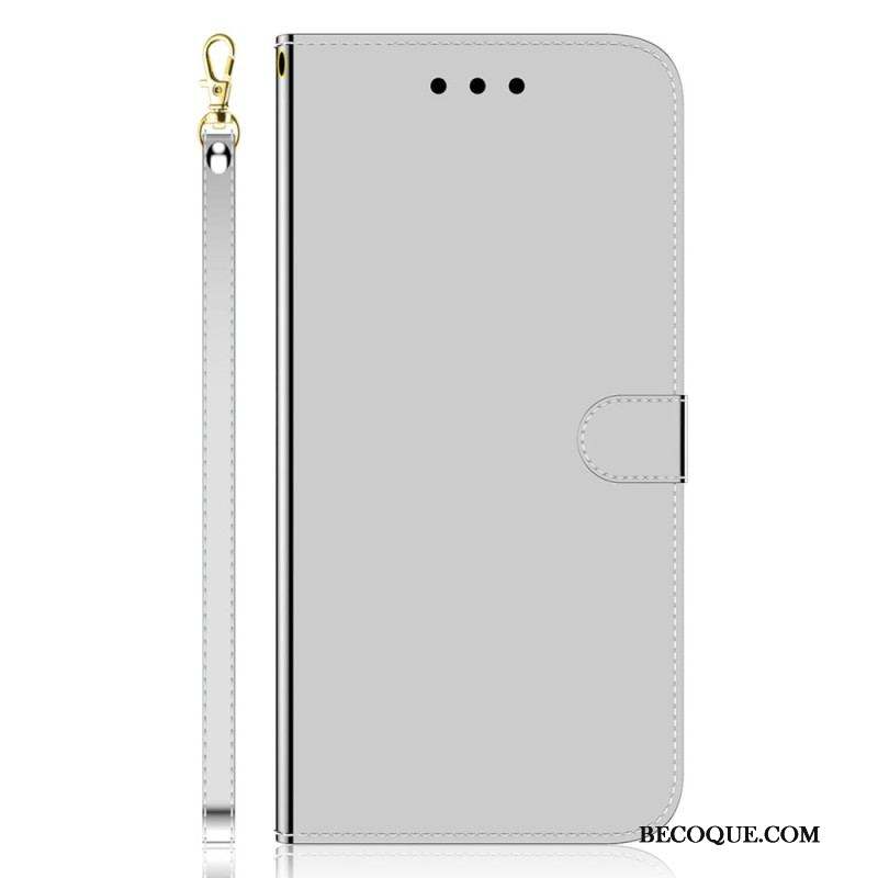 Housse Xiaomi Redmi Note 12 4G Simili Cuir Miroir avec Lanière