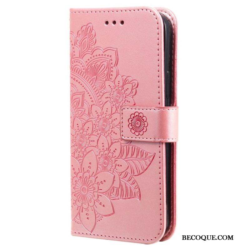 Housse Xiaomi Redmi Note 12/Poco X5 5G Fleur Mandala à Lanière