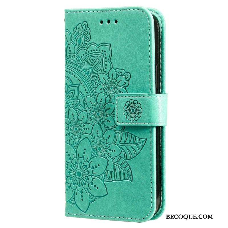 Housse Xiaomi Redmi Note 12/Poco X5 5G Fleur Mandala à Lanière