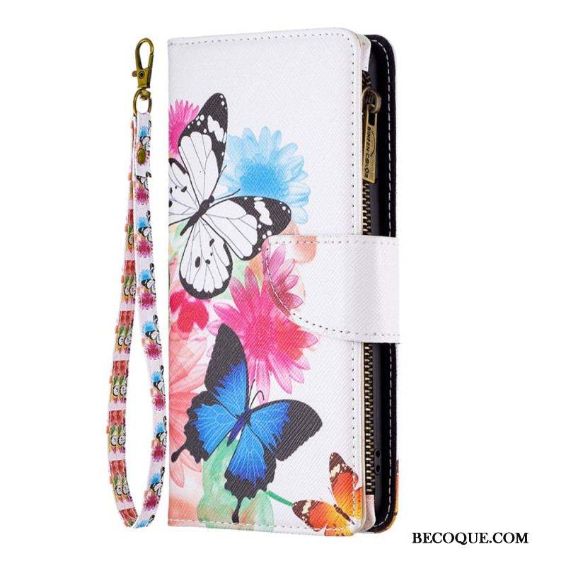 Housse Xiaomi Redmi Note 12/Poco X5 5G Porte-Monnaie Papillons