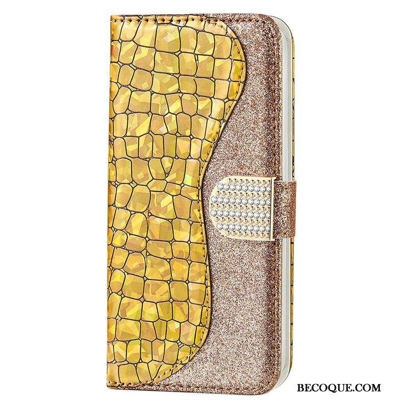 Housse iPhone 13 Mini Croco Diamants