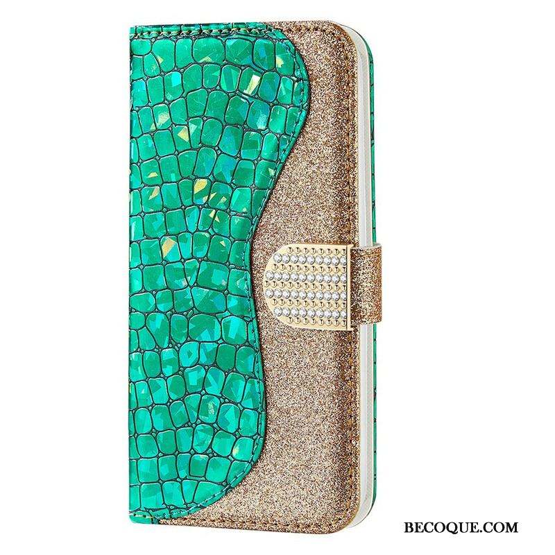 Housse iPhone 13 Mini Croco Diamants