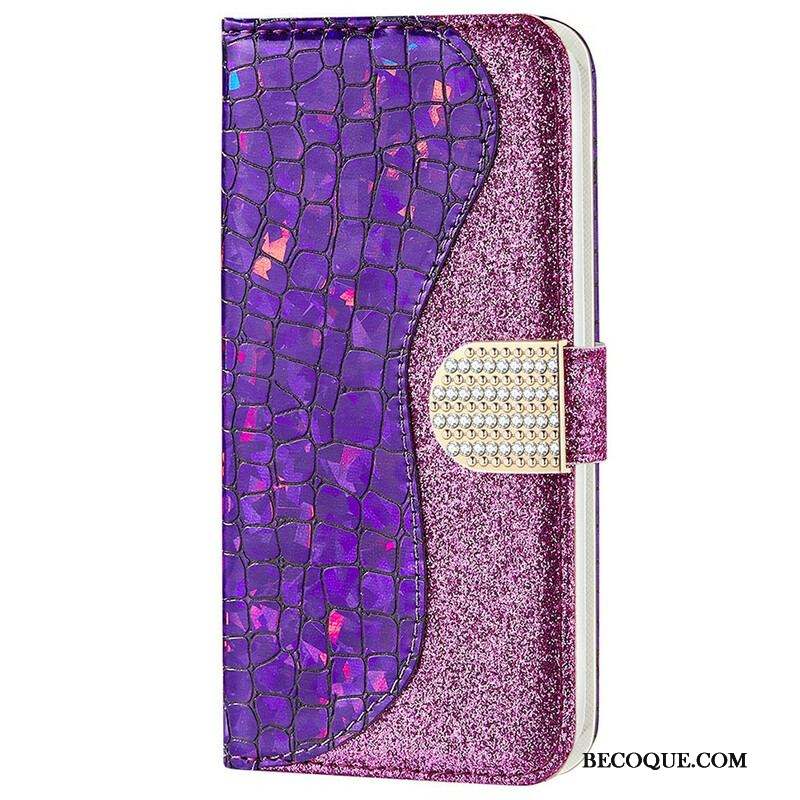 Housse iPhone 13 Mini Croco Diamants