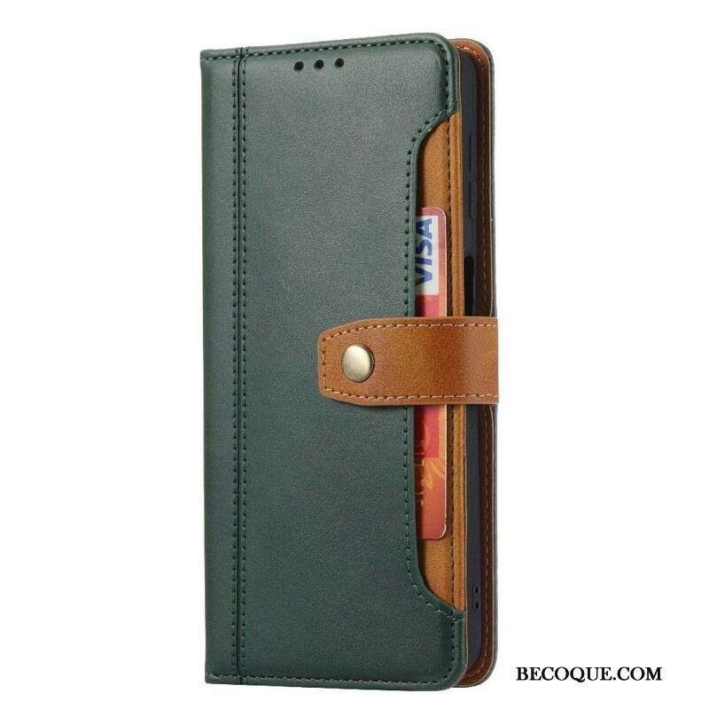 Housse iPhone 13 Mini Effet Cuir Porte-Carte Frontal et Sangle