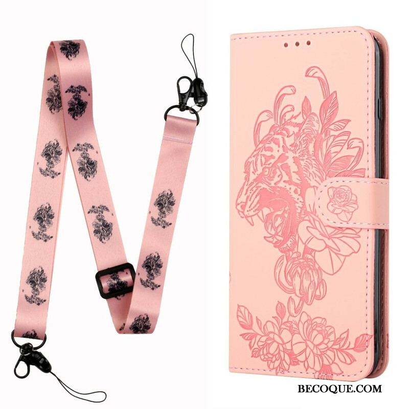 Housse iPhone 13 Pro Tigre Baroque à Lanière