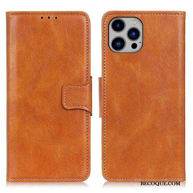 Housse iPhone 14 Plus Effet Cuir Fermoir Réversible
