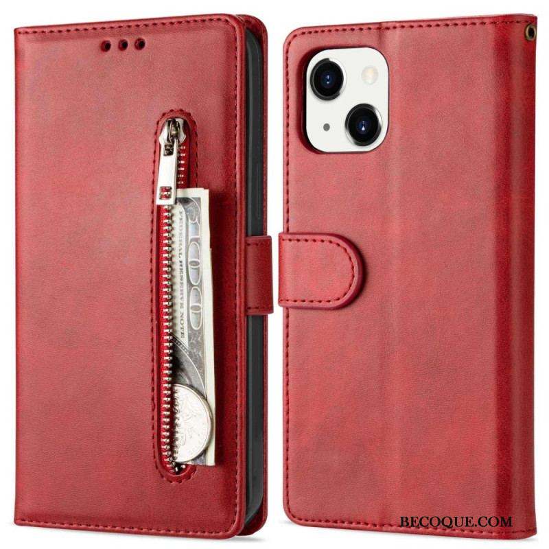 Housse iPhone 14 Plus Porte-Monnaie avec Lanière