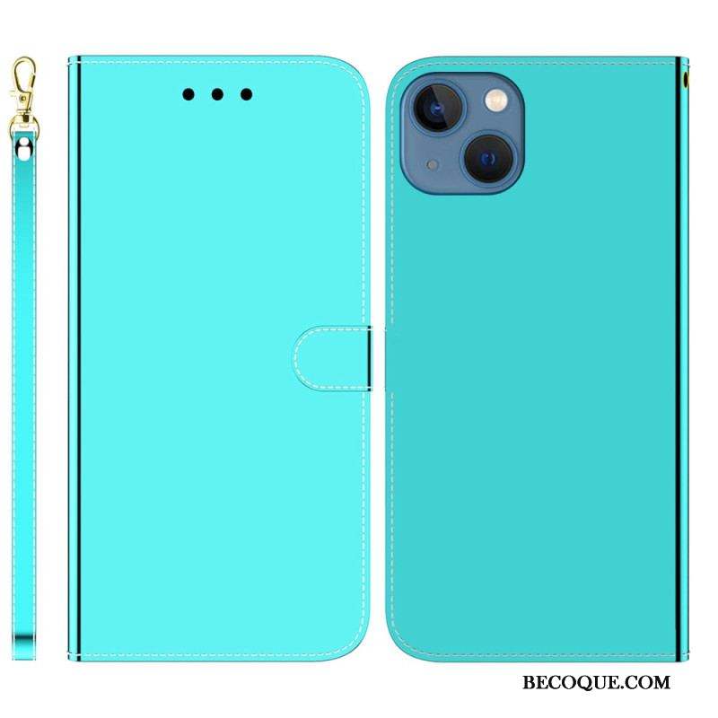 Housse iPhone 14 Plus Simili Cuir Couverture Miroir