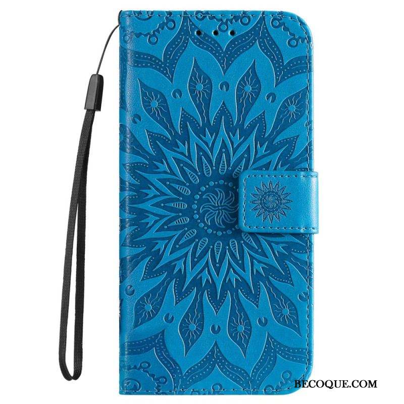 Housse iPhone 14 Pro Max Mandala Soleil avec Lanière