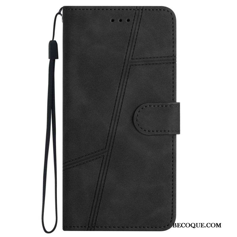 Housse iPhone 14 Pro Style Cuir Élégance à Lanière