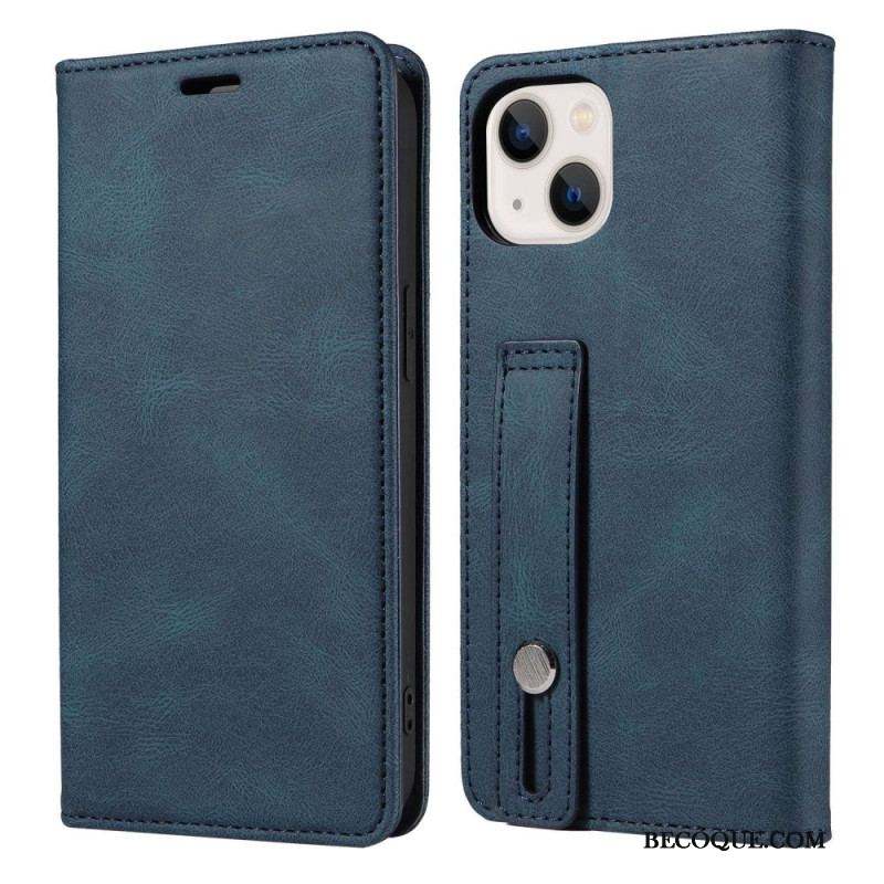 Housse iPhone 14 Simili Cuir avec Sangle Manuelle