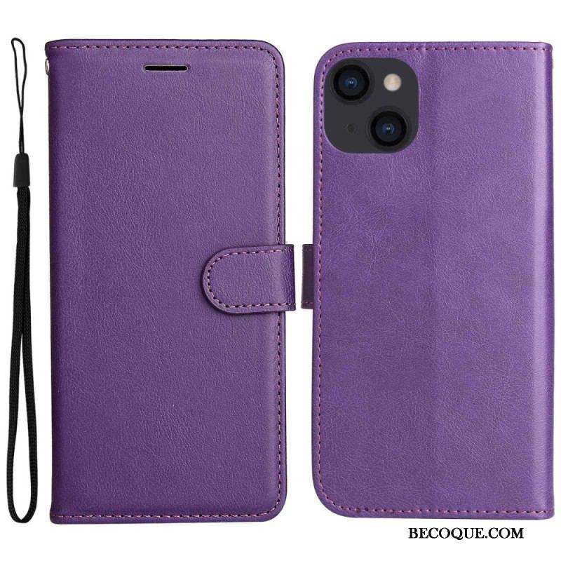 Housse iPhone 14 Unie à Lanière