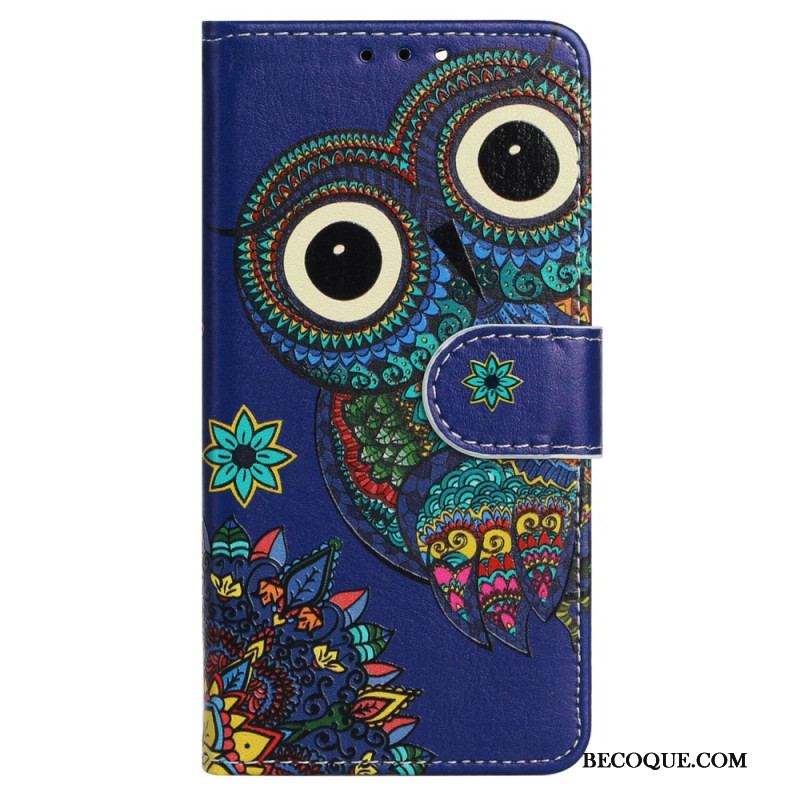 Housse iPhone 15 Plus Hibou Tribal à Lanière