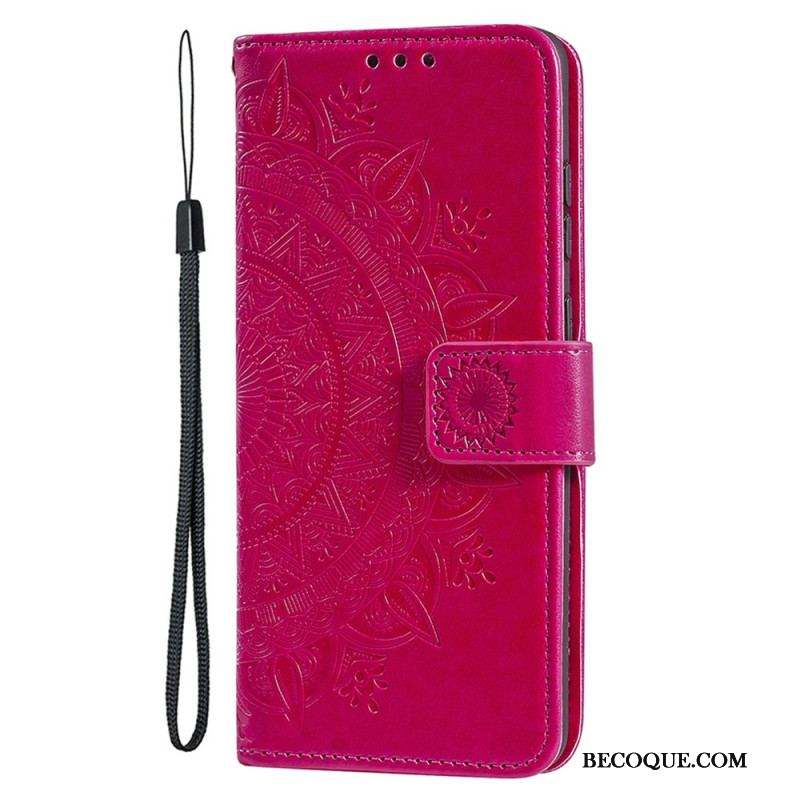 Housse iPhone 15 Plus Mandala Soleil avec Lanière