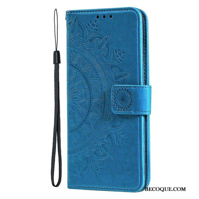 Housse iPhone 15 Plus Mandala Soleil avec Lanière