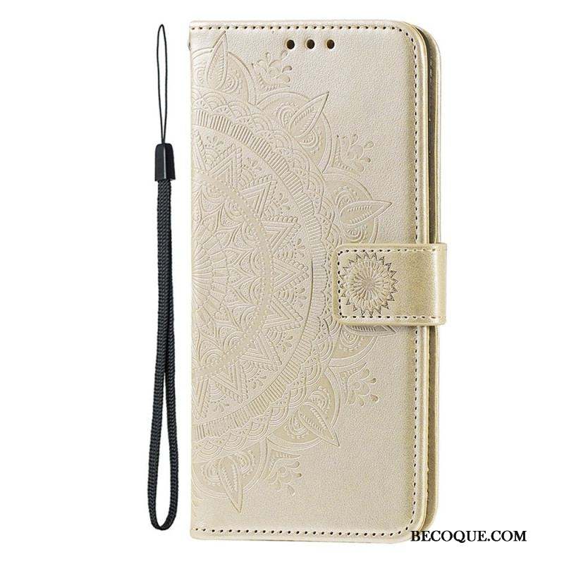 Housse iPhone 15 Plus Mandala Soleil avec Lanière