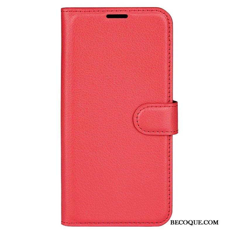 Housse iPhone 15 Plus Simili Cuir Litchi Classique