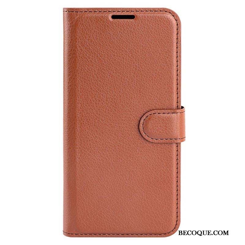 Housse iPhone 15 Plus Simili Cuir Litchi Classique