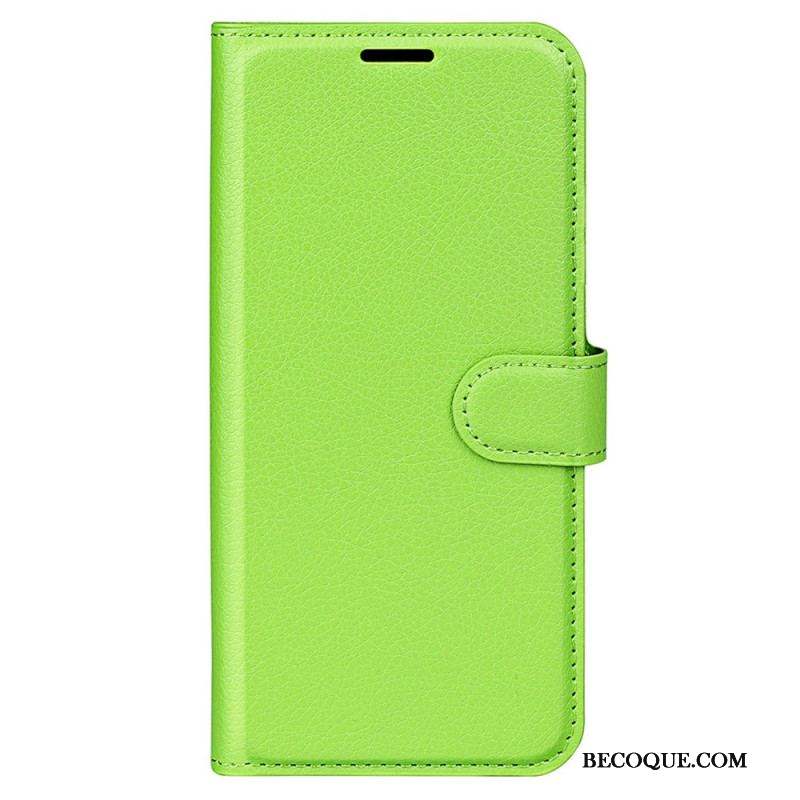 Housse iPhone 15 Plus Simili Cuir Litchi Classique