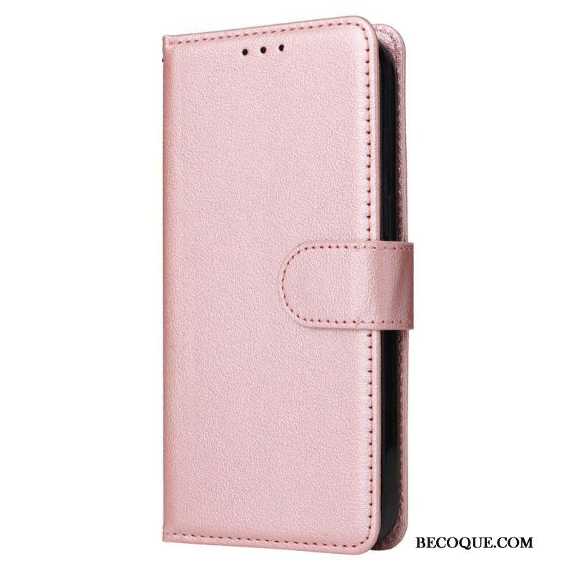 Housse iPhone 15 Plus Style Cuir Classique à Lanière