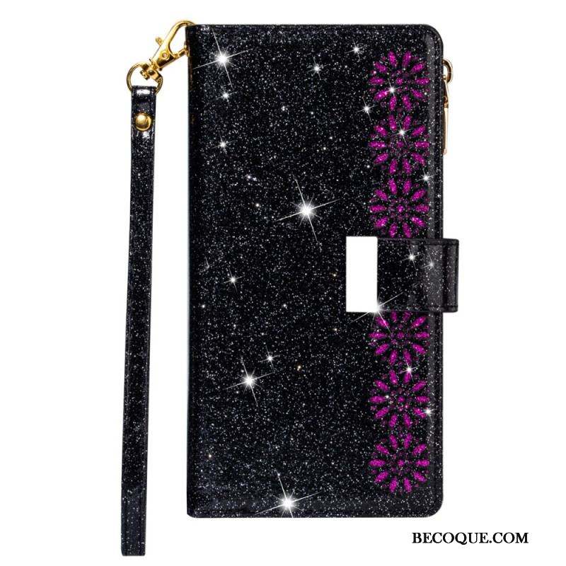 Housse iPhone 15 Pro Max Paillettes avec Porte-Monnaie