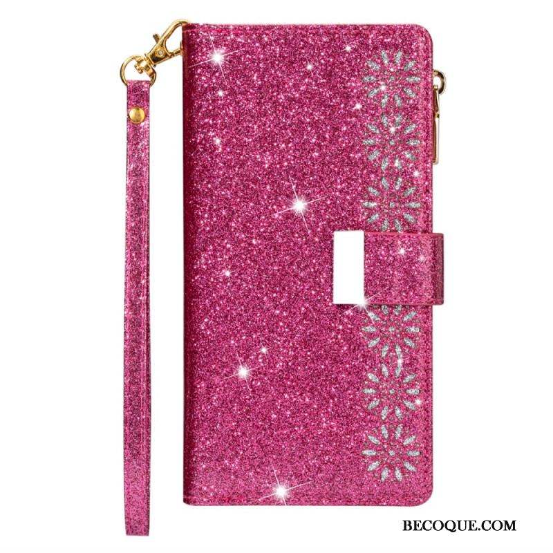 Housse iPhone 15 Pro Max Paillettes avec Porte-Monnaie