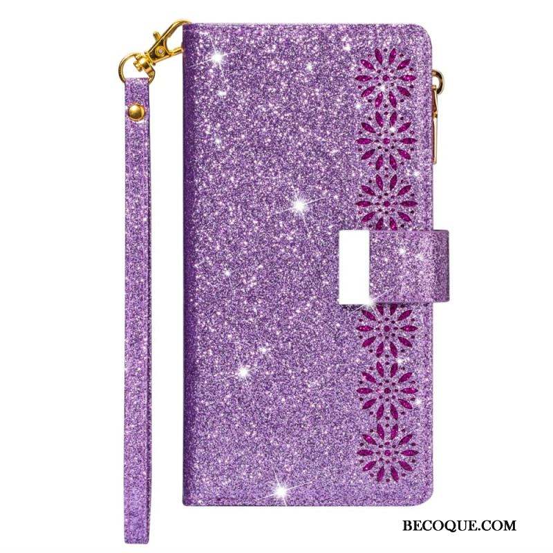 Housse iPhone 15 Pro Max Paillettes avec Porte-Monnaie