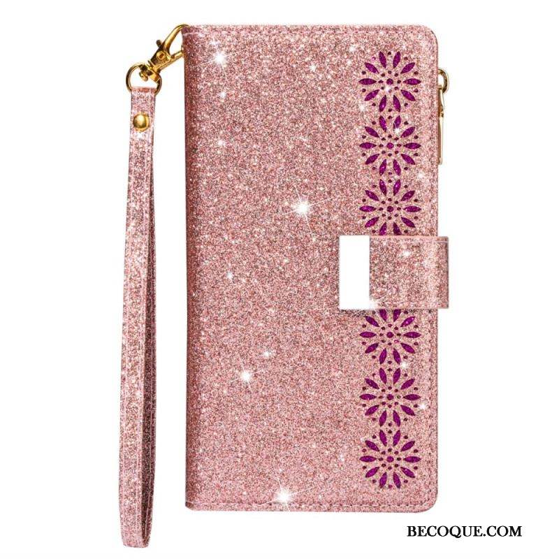 Housse iPhone 15 Pro Max Paillettes avec Porte-Monnaie