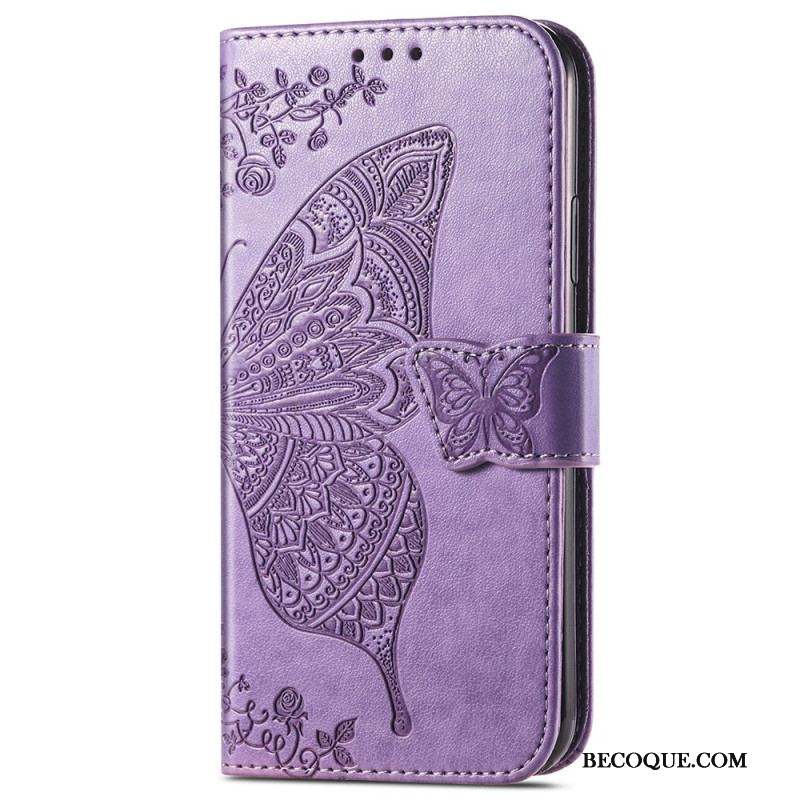 Housse iPhone 15 Pro Max Papillon Baroque à Lanière