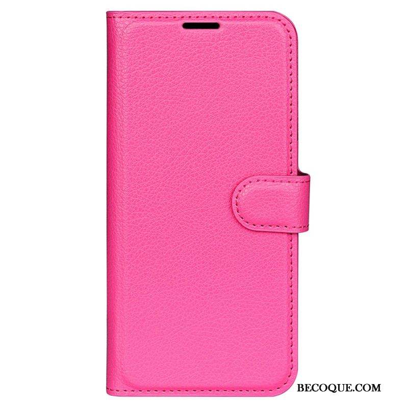 Housse iPhone 15 Pro Max Simili Cuir Litchi Classique