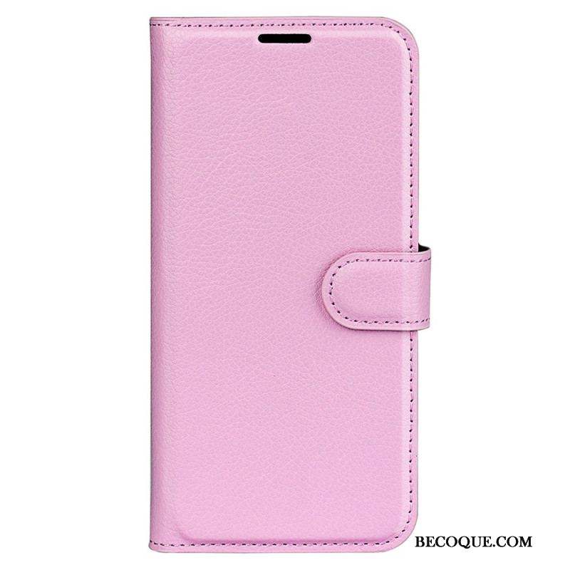 Housse iPhone 15 Pro Max Simili Cuir Litchi Classique