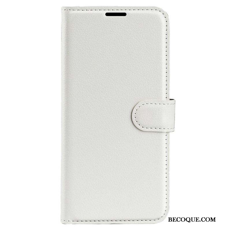 Housse iPhone 15 Pro Simili Cuir Litchi Classique