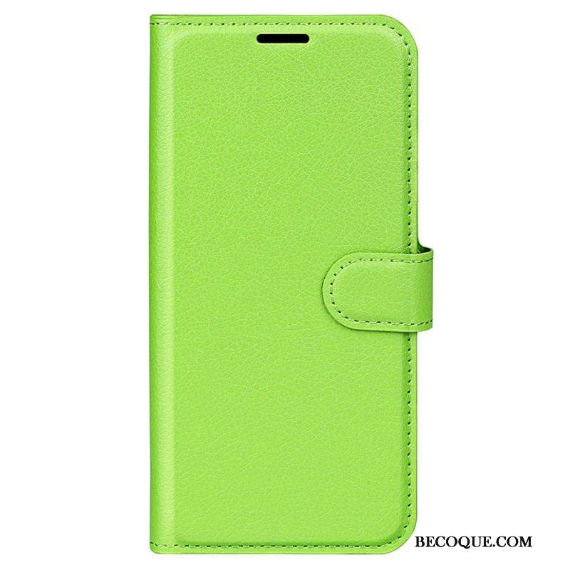 Housse iPhone 15 Pro Simili Cuir Litchi Classique
