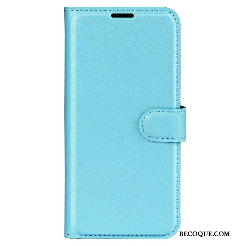 Housse iPhone 15 Simili Cuir Litchi Classique