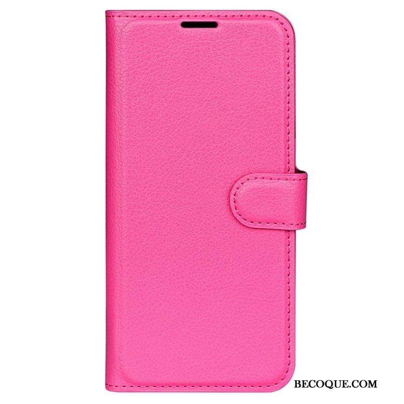 Housse iPhone 15 Simili Cuir Litchi Classique