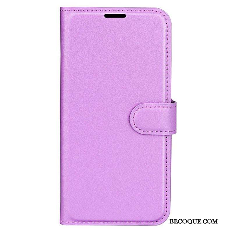 Housse iPhone 15 Simili Cuir Litchi Classique