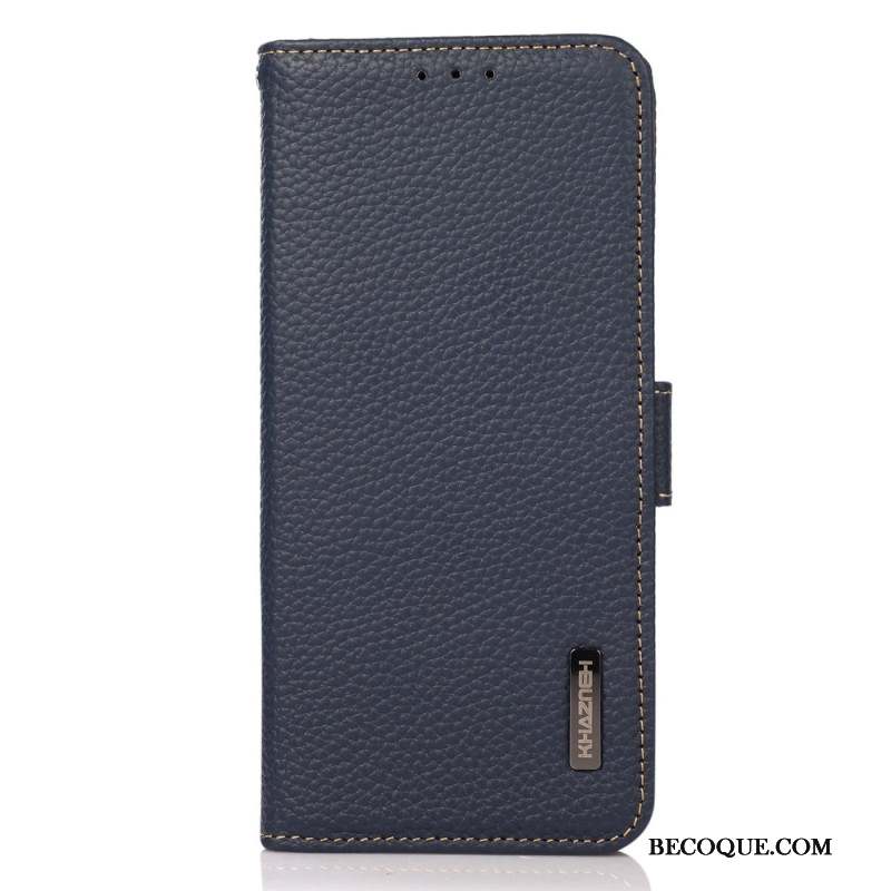 Housse iPhone 16 Pro Cuir Véritable avec Blocage RFID KHAZNEH